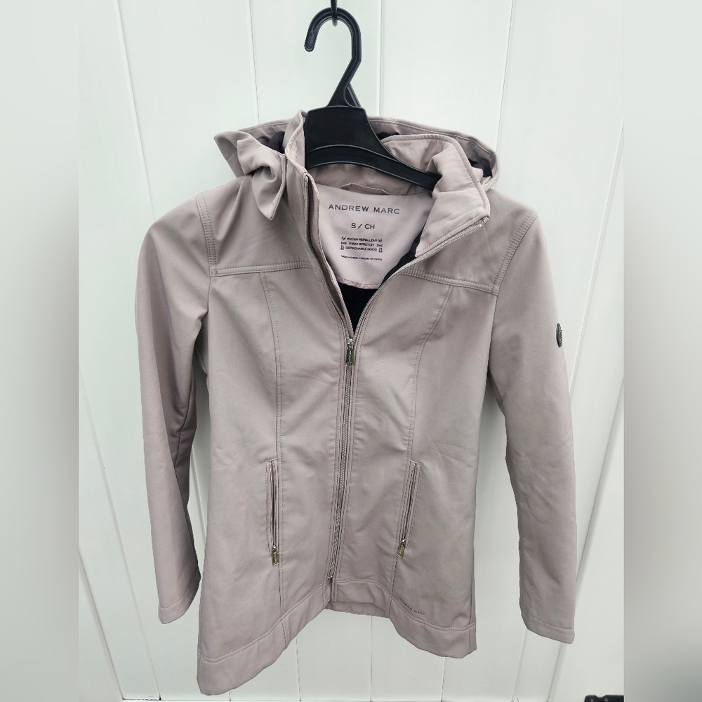 Andrew Marc Taupe Hooded Jacket